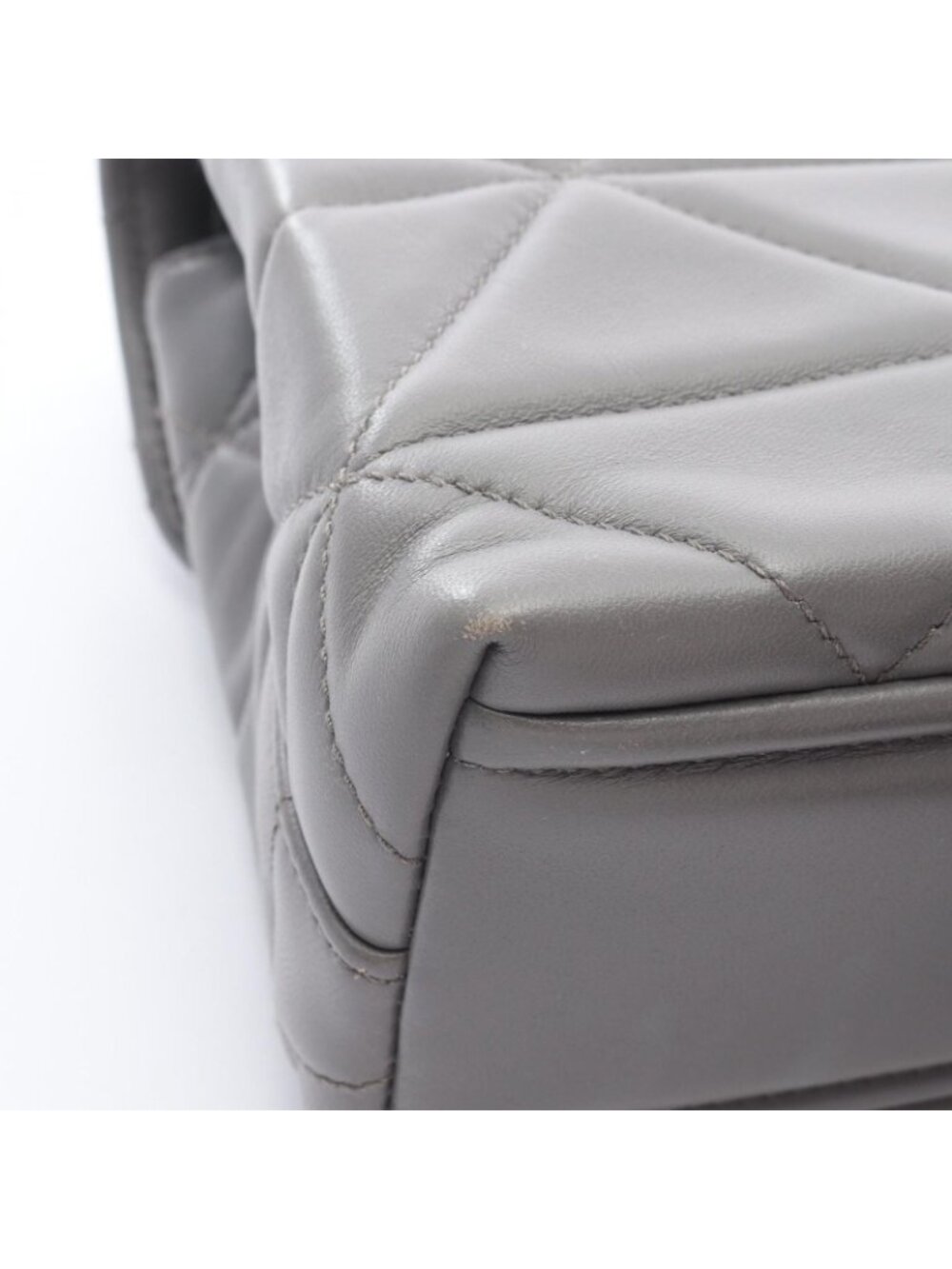 Prada Shoulder Bag Nappa Stitched Spectrum Gray Leather Chain - Picture 8 of 10